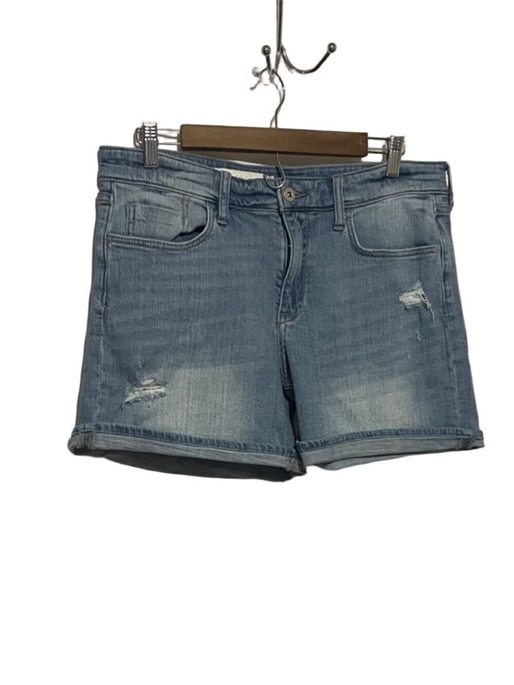 Anthropologie Pilcro Women's Distressed Denim Boyfriend Shorts Light Blue Sz 30